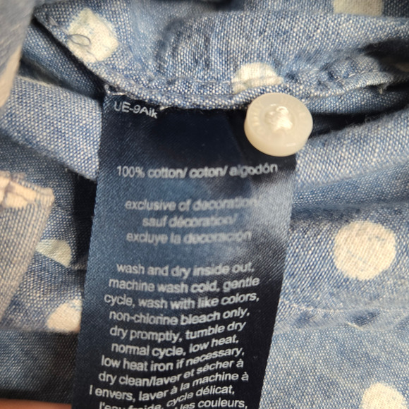 Tommy Hilfiger Light Wash Polka Dot Chambray Denim Womens Blouse Size Medium - Picture 5 of 7